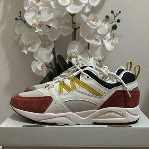 Stylish Sneakers with Red and Yellow Accents